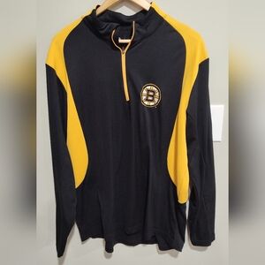 Boston Bruins NHL Men's X-Large Long Sleeve 1/4 Zip Pullover Black/Gold Antigua